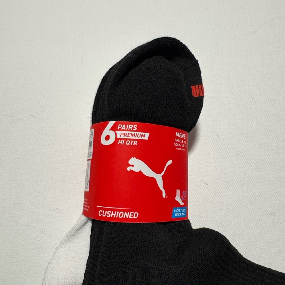 Puma Socks Mens 6 Pack Black White - Picture 2 of 2